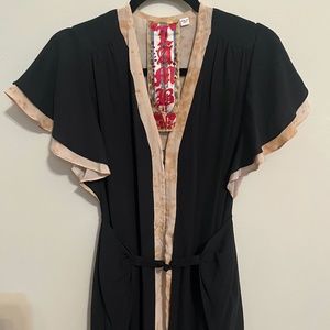 L.A.M.B. by Gwen Stefani Spring 2007 Y2K black and tan LBD silk dress size 2